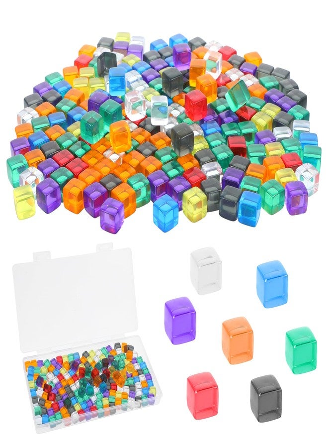 Gtziqa 200 PCS 8mm Multi-Colored Blank Dice, 8-12 Colors Mini Dice Beads Acrylic Cubes Assorted Color No Hole Beads with Storage Box Small Clear Dices for Board Tabletop Dices DIY Making - Image 1
